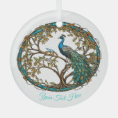 Glas in lood Peacock Autumn Tree Glas Ornament (Voorkant)
