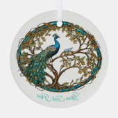 Glas in lood Peacock Autumn Tree Glas Ornament (Achterkant)