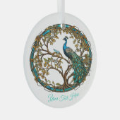 Glas in lood Peacock Autumn Tree Ornament (Voorkant Rechts)