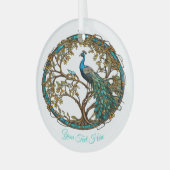 Glas in lood Peacock Autumn Tree Ornament (Voorkant links)