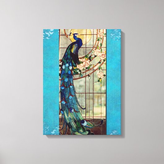Glas in lood Peacock Canvas Afdruk (Voorkant)