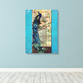 Glas in lood Peacock Canvas Afdruk (Insitu (Houten vloer))