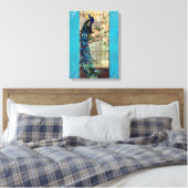 Glas in lood Peacock Canvas Afdruk (Insitu (Slaapkamer))