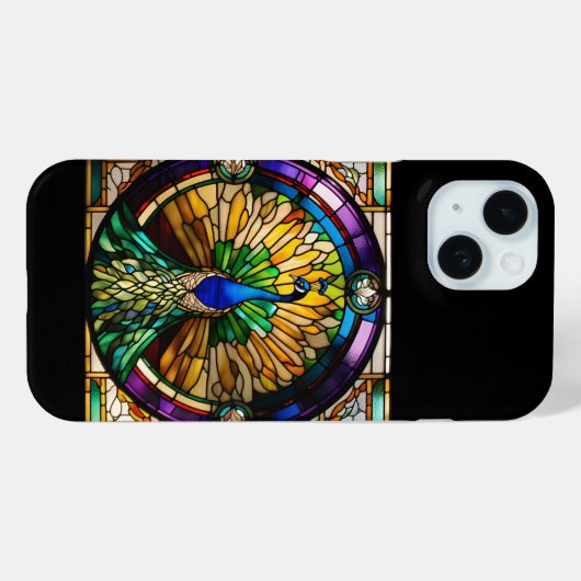 Glas in lood Peacock Case-Mate iPhone Case (Achterkant (horizontaal))