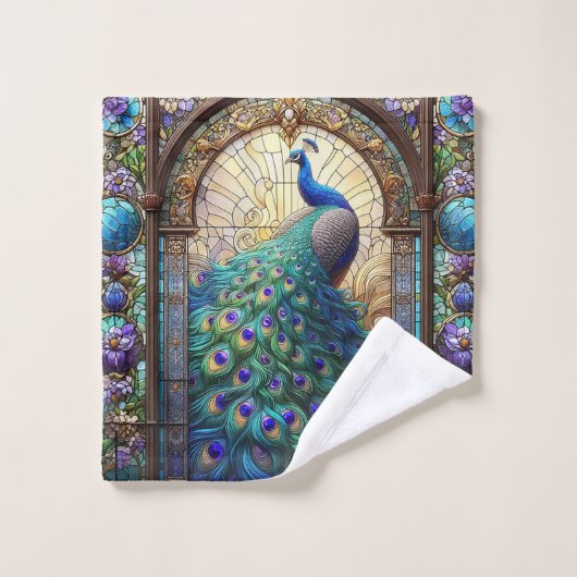 Glas in lood Peacock handdoeken: luxe badhanddoeke Bad Handdoek (Wasdoekje)