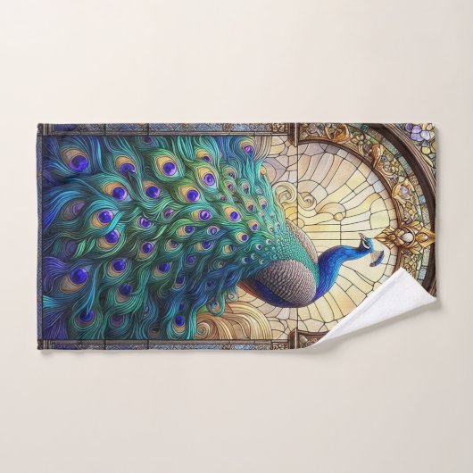 Glas in lood Peacock handdoeken: luxe badhanddoeke Bad Handdoek (Handdoek)