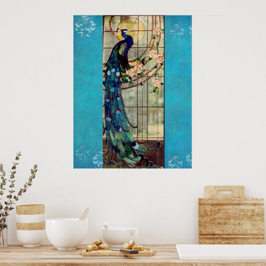 Glas in lood Peacock Poster (Keuken)