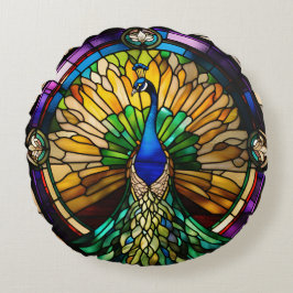 Glas in lood Peacock Rond Kussen