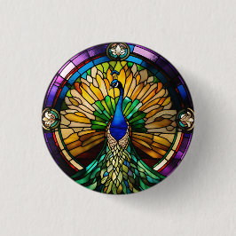 Glas in lood Peacock Ronde Button 3,2 Cm