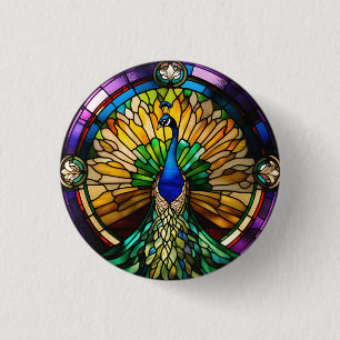 Glas in lood Peacock Ronde Button 3,2 Cm