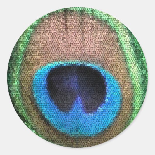 Glas in lood Peacock Ronde Sticker (Voorkant)