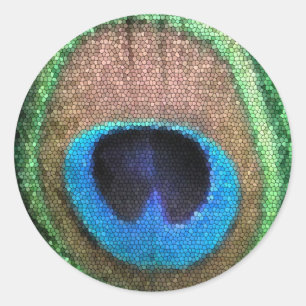 Glas in lood Peacock Round Sticker