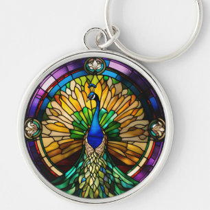 Glas in lood Peacock Sleutelhanger