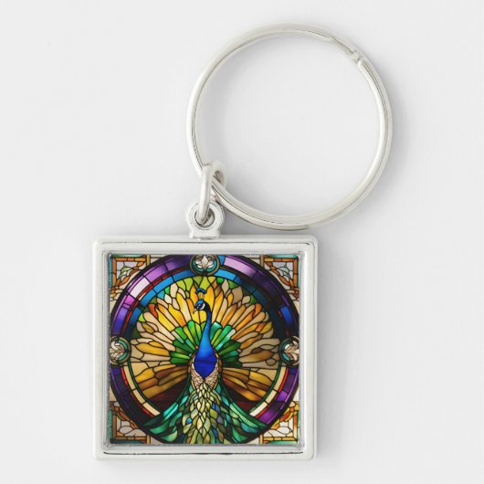 Glas in lood Peacock Sleutelhanger (Voorkant)