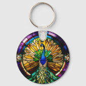 Glas in lood Peacock Sleutelhanger (Voorkant)