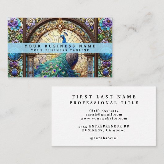 Glas in lood Peacock Visitekaartjes (Voorkant / Achterkant)