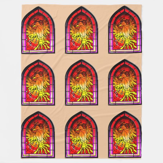 Glas in lood Phoenix Fleece Deken (Voorkant)