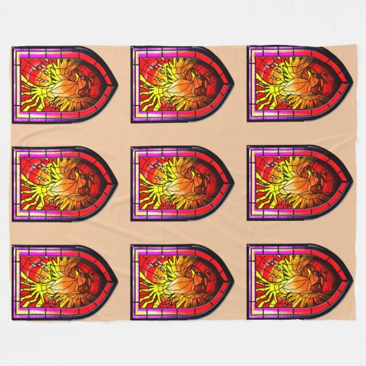 Glas in lood Phoenix Fleece Deken (Voorkant (Horizontaal))