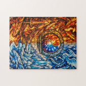 Glas-in-lood Phoenix Ijsdraak Puzzel (Horizontaal)