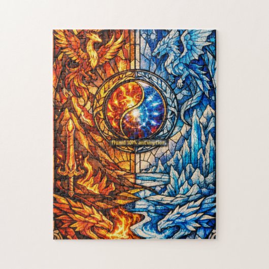 Glas-in-lood Phoenix Ijsdraak Puzzel (Verticaal)