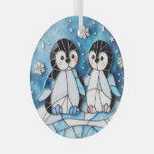 Glas in lood pinguïns ornament (Voorkant Rechts)