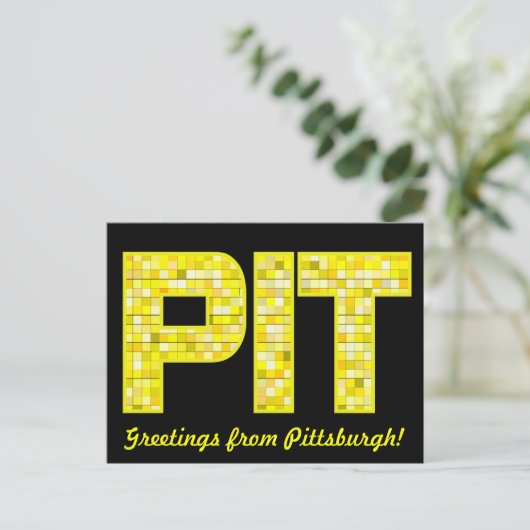 Glas in lood PIT Black en Gold Briefkaart (Staand voorkant)