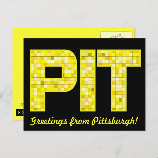 Glas in lood PIT Black en Gold Briefkaart (Voorkant / Achterkant)