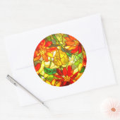 Glas in lood poinsettia bloem  bloem ronde sticker (Envelop)