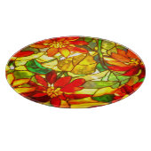 Glas in lood poinsettia bloem  bloem snijplank (Hoek)