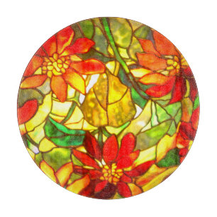 Glas in lood poinsettia bloem bloem snijplank