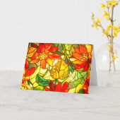 Glas in lood poinsettia bloem vintage bloem kaart (Gele Bloem)