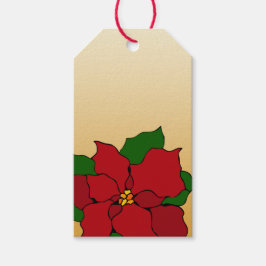 Glas-in-lood poinsettia cadeaulabel