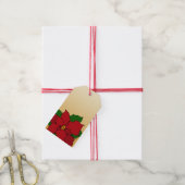 Glas-in-lood poinsettia cadeaulabel (Met Touw)