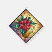 Glas in lood Poinsettia en Candle Decoupage Servet (Hoek)