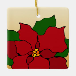 Glas-in-lood poinsettia keramisch ornament