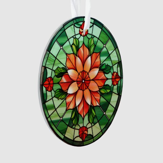 Glas in lood Poinsettia-Ornament Ornament (voorkant)