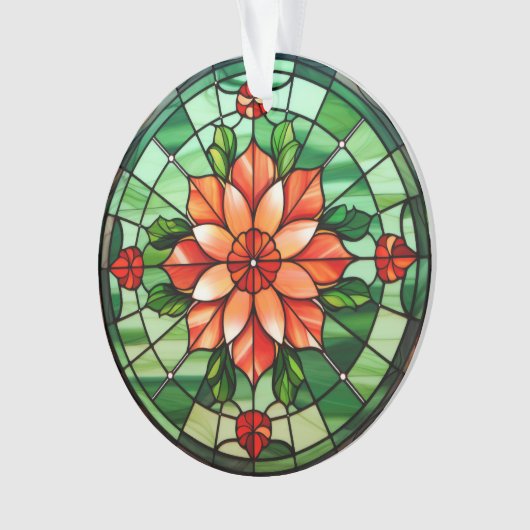 Glas in lood Poinsettia-Ornament Ornament (voorkant)