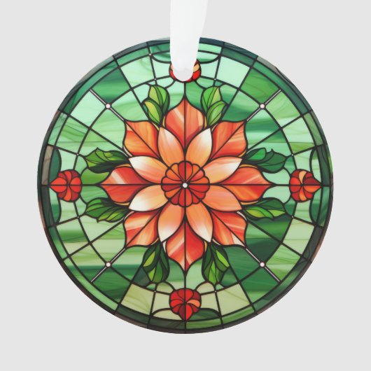 Glas in lood Poinsettia-Ornament Ornament (voorkant)