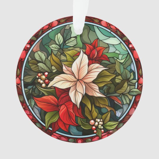 Glas in lood Poinsettia-Ornament Ornament (voorkant)