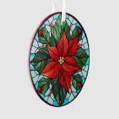 Glas in lood Poinsettia-Ornament Ornament (voorkant)