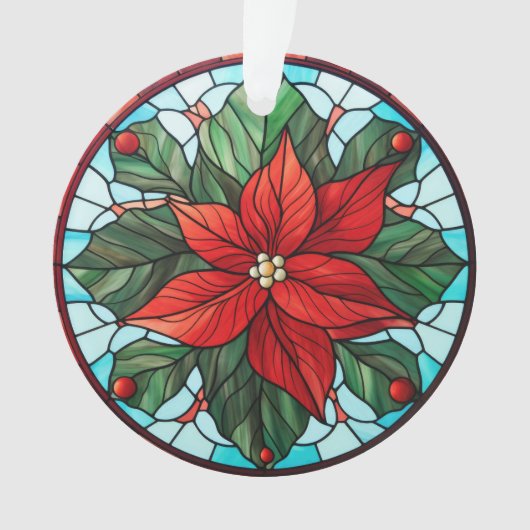 Glas in lood Poinsettia-Ornament Ornament (voorkant)