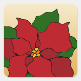 Glas-in-lood poinsettia vierkante sticker