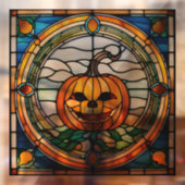 Glas in lood Pompoen Kleurrijke Mozaïek Halloween Raamsticker (Vel 2)