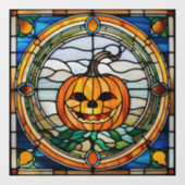 Glas in lood Pompoen Kleurrijke Mozaïek Halloween Raamsticker (Vel)