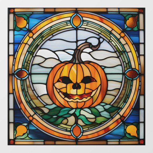 Glas in lood Pompoen Kleurrijke Mozaïek Halloween Raamsticker (Vel)