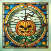 Glas in lood Pompoen Kleurrijke Mozaïek Halloween Raamsticker (Vel 3)