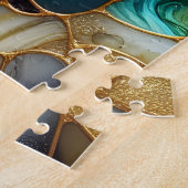 Glas in lood Poodle levendig geel blauw Legpuzzel (Zijkant)