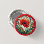 Glas in lood Poppy Ronde Button 3,2 Cm (Voorkant /achterkant)