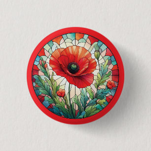 Glas in lood Poppy Ronde Button 3,2 Cm