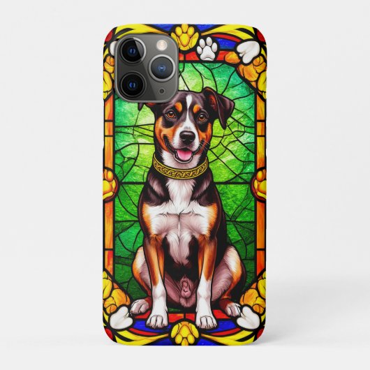 Glas-in-lood portret van een hond Case-Mate iPhone case (Achterkant)
